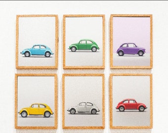 Minimalist Aesthetic Beetle Car Collection | Vintage Cars Digital Art | Instant Download | Home Decor Wall Art