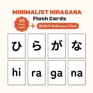 Tarjetas flash minimalistas Hiragana - Descarga digital instantánea