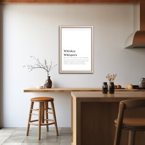 Whiskey Whispers Definition Man Cave Wall Art Decor Cadeau voor vaders & mannen Cave Decor Sign Gag Gift Idea Bar Cart Art Print Wall Decor Wit