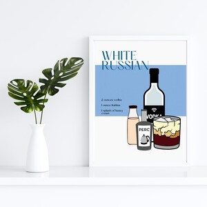 White Russian Cocktail Print | Cocktail Wall Art | Bar Wall Art | Bar Cart Print | Digital DOWNLOADABLE Print