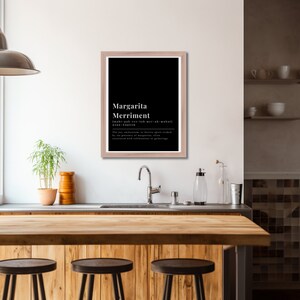 Margarita Merriment Definition Thema Decor Voor Keuken Bar Wall Art Definition Decor Bar Cart Cadeau Idee voor haar Zwarte Achtergrond Muur Decor