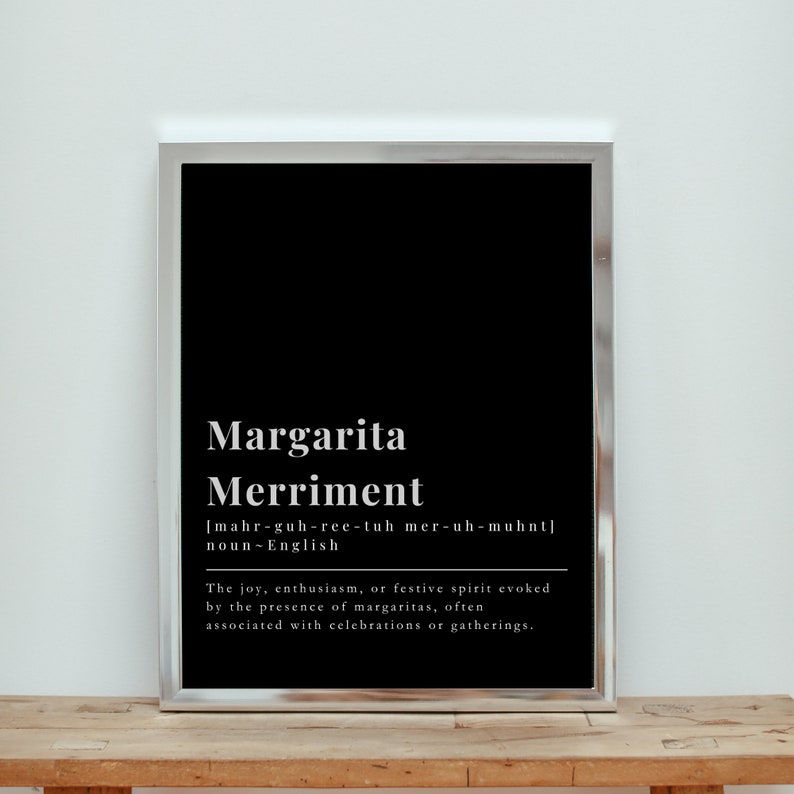 Margarita Merriment Definition Theme Decor for Kitchen Bar Wall Art