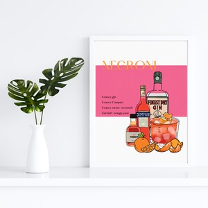 Negroni Cocktail Print | Cocktail Wall Art | Bar Wall Art | Bar Cart Print | Digital DOWNLOADABLE Print