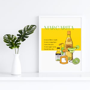 Margarita Cocktail Print | Cocktail Wall Art | Bar Wall Art | Bar Cart Print | Digital DOWNLOADABLE Print