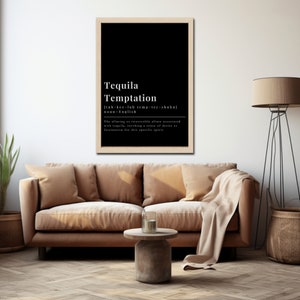Tequila Temptation Definition Theme Dekor für Küche Bar Wandkunst Definition Decor Bar Cart Geschenkidee für sie Weißer Hintergrund Wanddekor