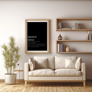 Spirited Soiree Definition Thema Decor voor Keuken Bar Wall Art Definition Decor Bar Cart Cadeau Idee voor haar Zwarte Achtergrond Muur Decor