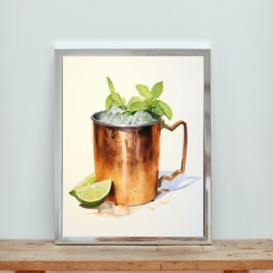 Moscow Mule Cocktail Print | Cocktail Wall Art | Bar Wall Art | Bar Cart Print | Digital DOWNLOADABLE Print