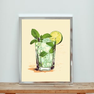 Mojito Print | Mojito G ift | Cocktail Ar twork | Bar Wall Art | Bar Cart Print | Digitable DOWNLOADABLE Print