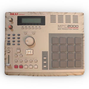 May include: A beige Akai MPC2000 MIDI Production Center. The integrated rhythm machine has a display screen, numerous buttons, pads, and dials. The text "AKAI professional" is visible at the top left.