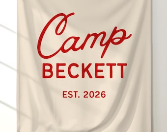 Custom Camp Backdrop : Retro Style Outdoor Themed Party Sign