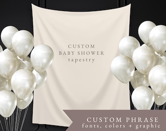 Custom Baby Shower Tapestry Backdrop: Personalized Colors & Fonts