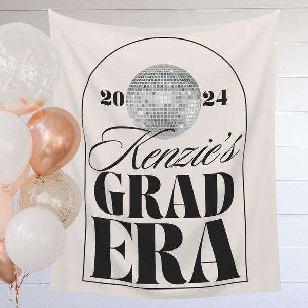 Swiftie Abschlussfeier Zeichen, benutzerdefinierter Name Mirrorball Grad Party Era Banner, Disco Ball Thema Dekorationen, Willkommensschild, Foto Hintergrund