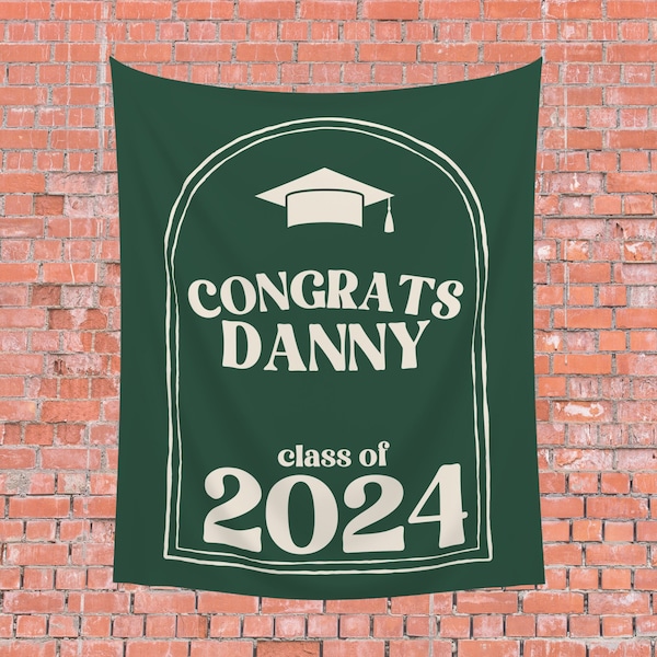 Graduation Party Back Drop, Custom Open House Welcome Sign, Retro Aesthetic Grad Party Decorations, Class of 2024 Photo Backdrop Banner