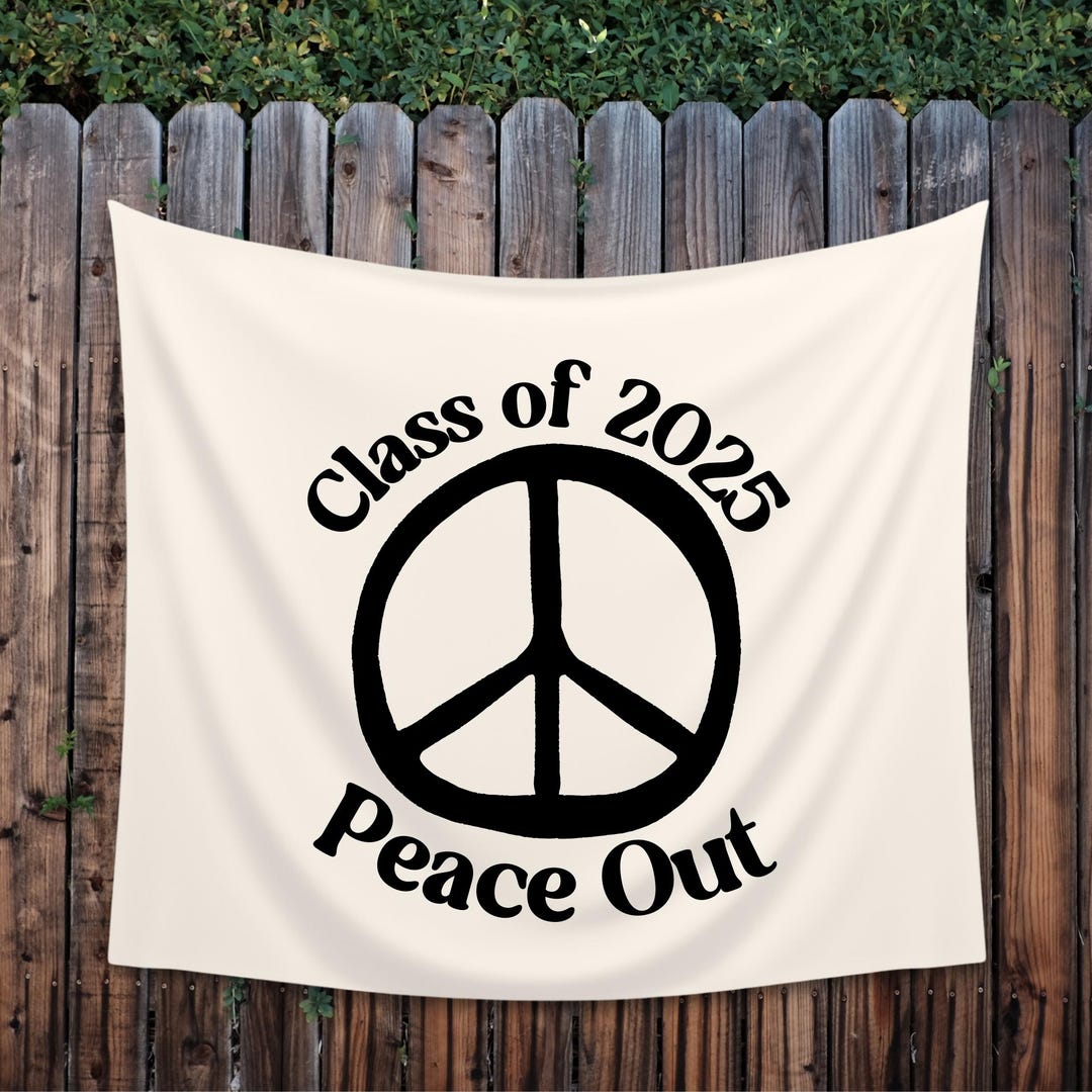 Peace Out Graduation Party Sign, Retro Class of 2025 Groovy Grad Party ...