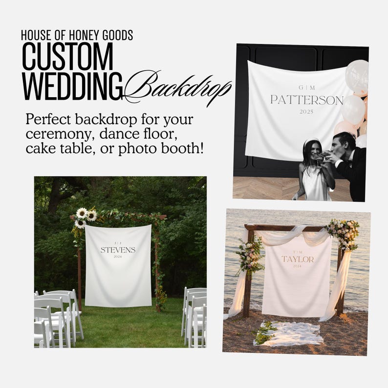 Personalized Wedding Backdrop: Minimalist Last Name Ceremony Decor - Etsy