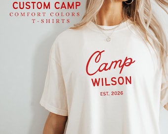 Custom Camp Name Comfort Colors Tee: Personalized Bachelorette or Brithday Party Shirt