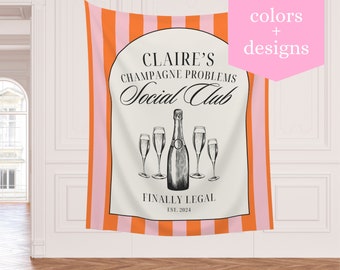 Custom Social Club Banner: Personalized Birthday Bachelorette Party Backdrop