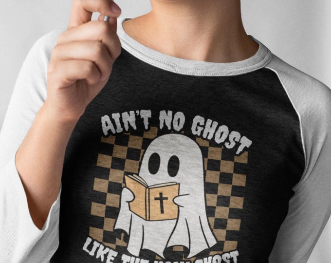 Christian Halloween 3\4 Sleeve Baseball Shirt Ain't No Ghost Like The Holy Ghost Religious Halloween Apparel