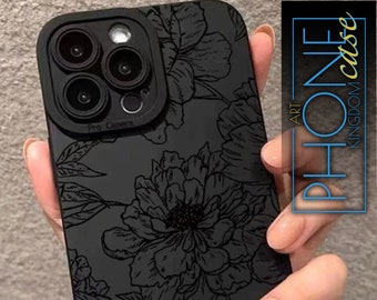 Floral Matte Black Phone Case