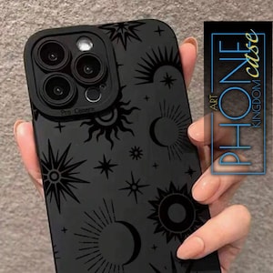 Sun & Moon Pattern Black Phone case