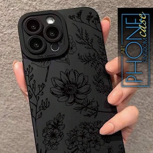 Floral Pattern Black Phone Case