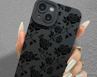 Rose Print Black Premium Phone Case