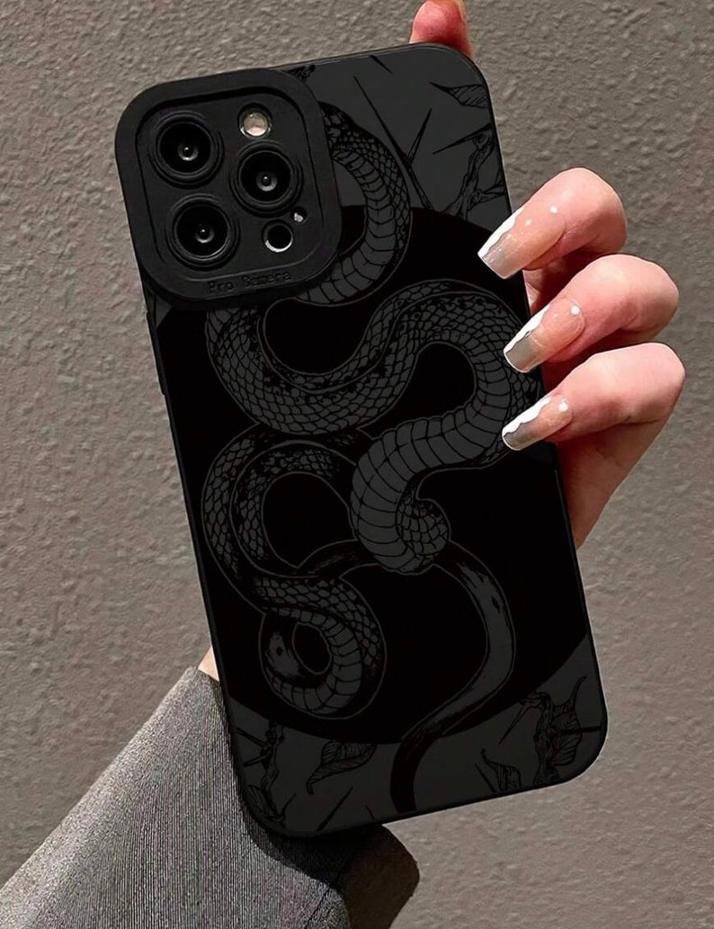 Snake Pattern Matte Black Phone Case Etsy
