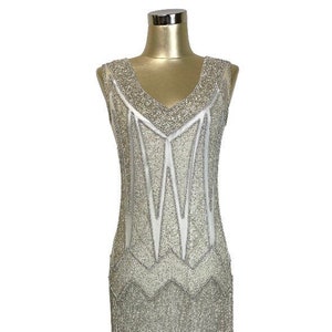 1920's Flapper Fringe Gatsby Party Dress - The Zenith - Silver Collection