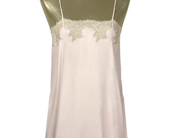 1920's Style 100% Silk Hand-Cut Lace Luxury Slip Dress - Champagne Pink