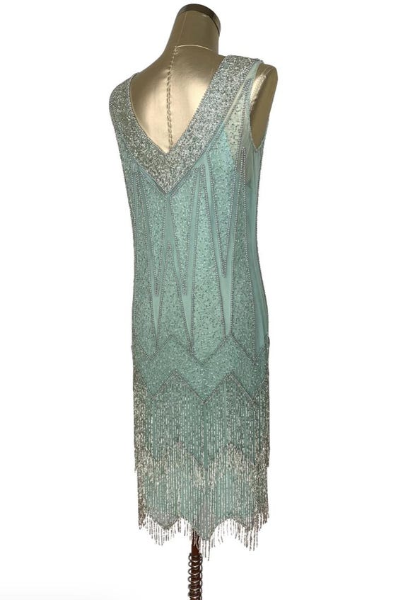 light green flapper dress BABEYOND Fabulous 1920s Fashion Tassel Hemline Great Gatsby Party Dress, Dark Green/Gold, Size XL main image 1