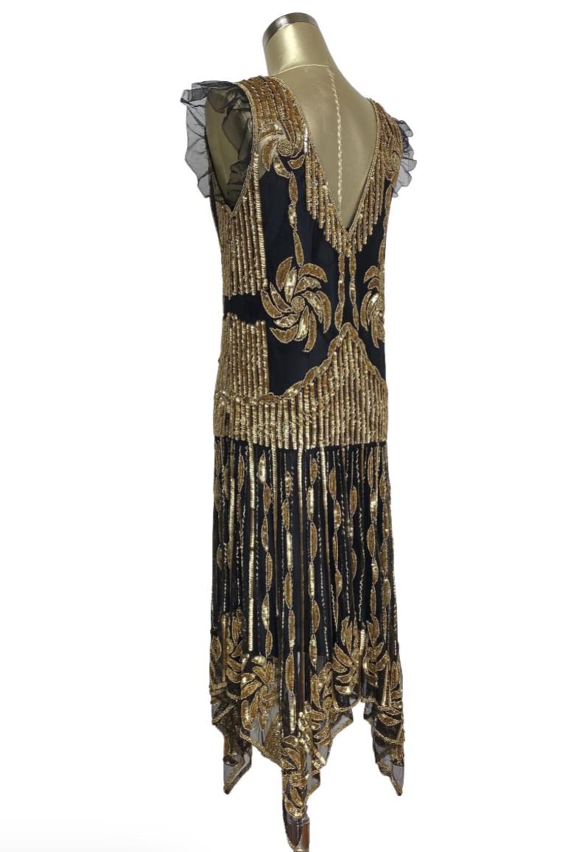 The 1920s Hollywood Regency Handkerchief Vintage Gown - Gold