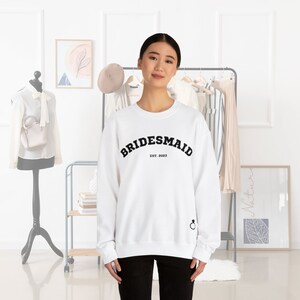 Bridesmaid Varsity Sweatshirt, Bridesmaid Athletic Oversized Sweatshirt, Bridesmaid Bachelorette Party Gift, Bride Hoodie, Bridal Sweatshirt