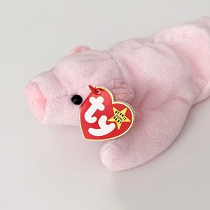 Extra Rare 1994 Squealer the Pig TY Beanie Baby with 4th Gen Tags and Error, Collectible Pink Piggy Plush