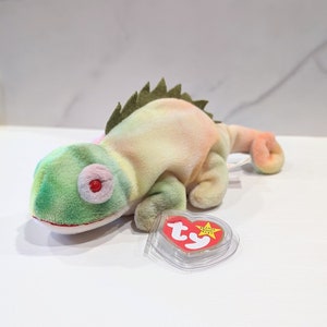 1997 Iggy the Iguana TY Beanie Baby Tie-dyed No Tongue - Vintage 90s Collectibles