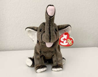 2000 Trumpet the Elephant TY Beanie Baby, Collectible Gray Elephant Plush