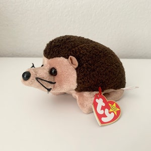 1999 Prickles the Hedgehog TY Beanie Baby with Error, Collectible Brown Hedgehog Plush