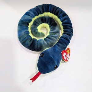 1997 Hissy the Snake TY Beanie Baby, Collectible Blue Snake Plush