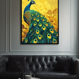 Green Peacock Print, Vintage Wall Art, Peacock Wall Art, Peacock Print, Antique Wall Decor, DIGITAL DOWNLOAD, PRINTABLE Art, Large Wall Art