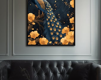 Gouden Peacock Print, Vintage Wall Art, Peacock Wall Art, Peacock Print, Antieke Muur Decor, DIGITALE DOWNLOAD, AFDRUKBARE Kunst, Grote Muur Kunst