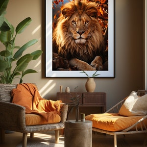 African Safari Lion Print, Fall Wall Art, Lion Wall Art, Lion Print, Antique Wall Decor, DIGITAL DOWNLOAD, PRINTABLE Art, Large Wall Art