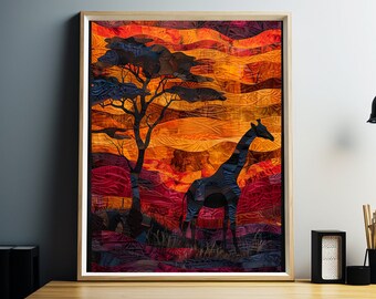 African Giraffe Print, Large Wall Art, Giraffe Wall Art, Giraffe Print, Wildlife Wall Decor, DIGITAL DOWNLOAD, PRINTABLE Art, Animal Art