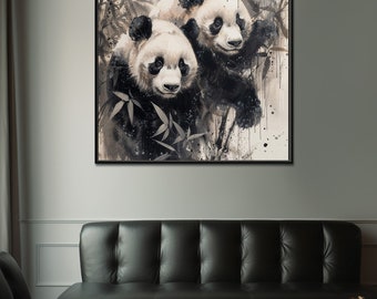 Monochrome Panda Print, Digital Wall Art, Panda Wall Art, Panda Print, Animal Wall Decor, DIGITAL DOWNLOAD, PRINTABLE Art, Large Wall Art