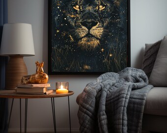 Pintura con estampado de leones, arte de pared de animales, arte de pared de leones, impresión de leones, decoración de pared de vida silvestre, DESCARGA DIGITAL, arte IMPRIMIBLE, arte de pared grande