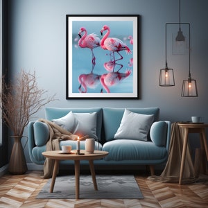 Pink Flamingo Print, Boho Wall Art, Flamingo Wall Art, Flamingo Print, Tropical Wall Decor, DIGITAL DOWNLOAD, PRINTABLE Art, Large Wall Art