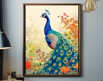 Groene Peacock Print, Vintage Wall Art, Peacock Wall Art, Peacock Print, Antieke Muur Decor, DIGITALE DOWNLOAD, AFDRUKBARE Kunst, Grote Muur Kunst