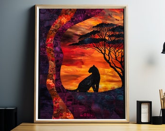 Estampado de leopardo africano, arte de pared grande, arte de pared de leopardo, estampado de leopardo, decoración de pared de vida silvestre, DESCARGA DIGITAL, arte IMPRIMIBLE, arte animal