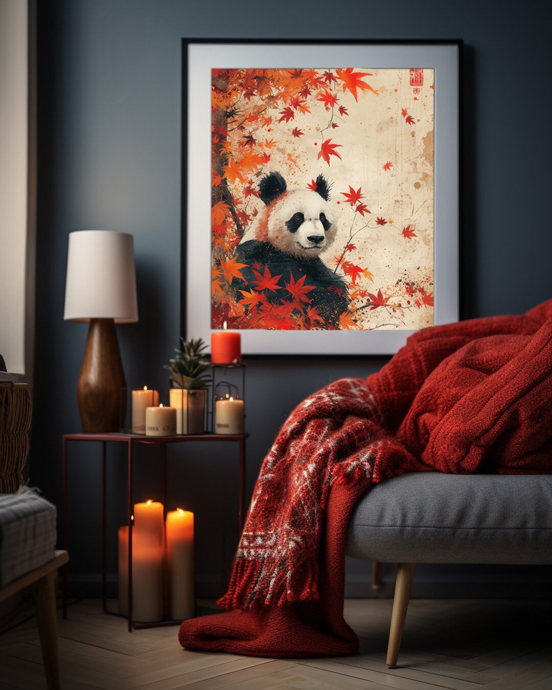 Redu Print Autumn Panda Print, Digital Wall Art, Panda Wall Art, Panda Print ...