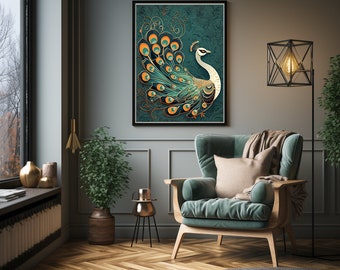 Royal White Peacock Print, Digitale Peacock Wall Art, Grote Vintage Wall Art, Peacock Home Decor, Exotische Vogel Muur Decor, Digitale Download,