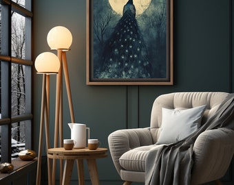 Vintage Peacock print, vintage kunst aan de muur, Peacock kunst aan de muur, digitale download Peacock print, antieke wand decor, afdrukbare kunst, kunst aan de grote muur