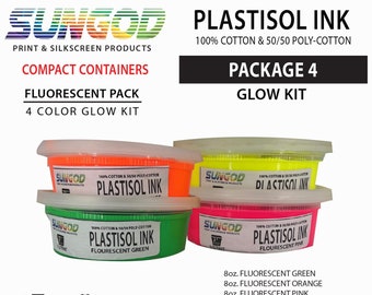 Fluorescent Plastisol Ink Glow Kit: 4-Color Screen Printing Ink